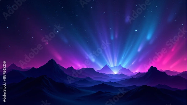 Obraz Aurora Borealis Over Mountains