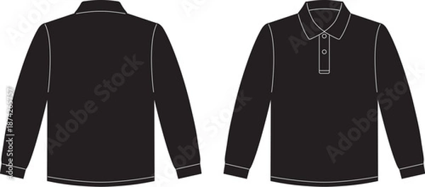 Obraz ポロシャツ　長袖　黒