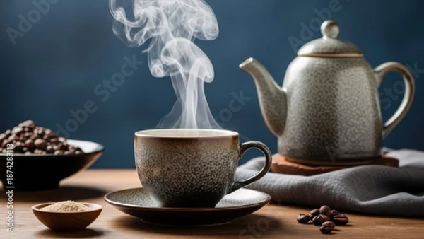 Fototapeta Steaming coffee