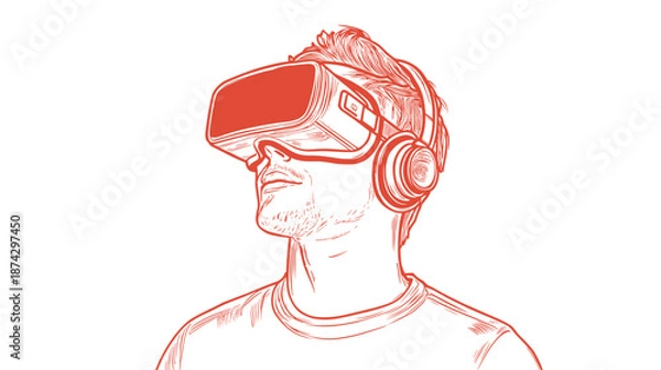 Fototapeta Man Wearing Virtual Reality Headset.