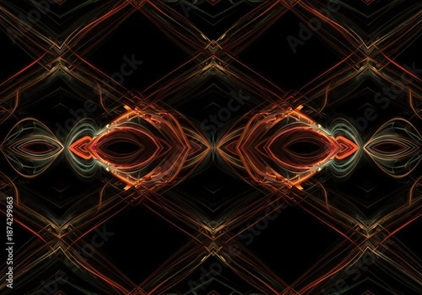 Obraz Intricate abstract visual featuring an endless geometric pattern. Repeating fractal structure creating depth and modern technological background, rhythmic, shape, background