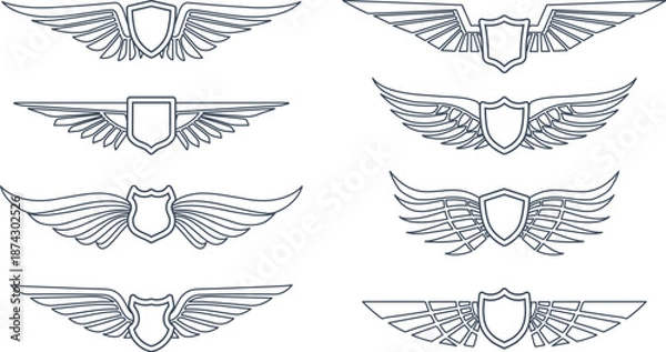 Obraz Outline winged shields