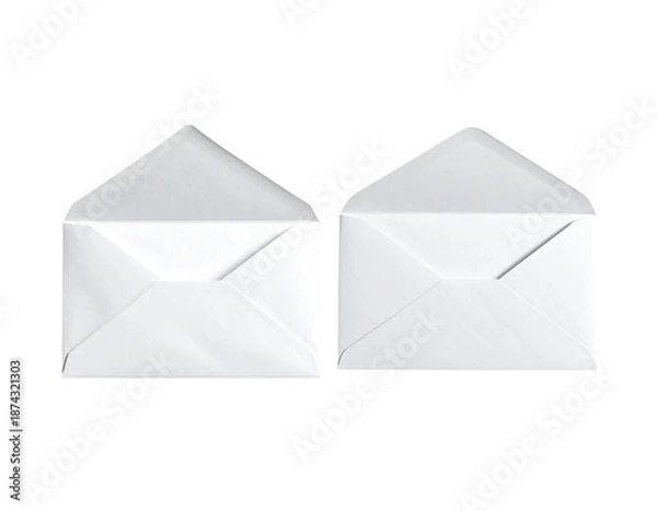 Obraz White Envelope with Open Flap, Slightly Tilted, Transparent Background 