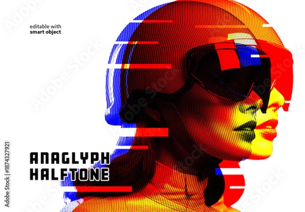 Obraz Anaglyph Halftone Photo Effect