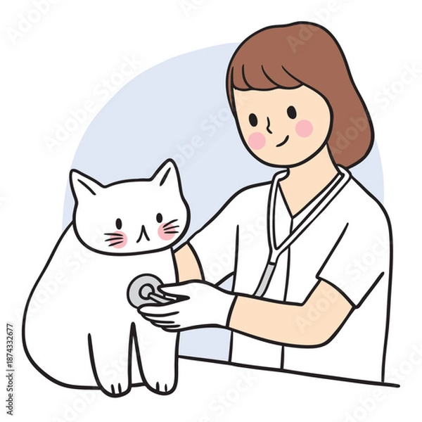 Obraz Veterinarian Examining a Cat
