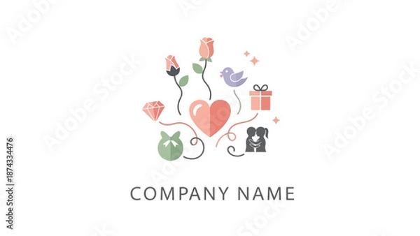 Obraz Colorful Logo Design Elements Heart Gift.