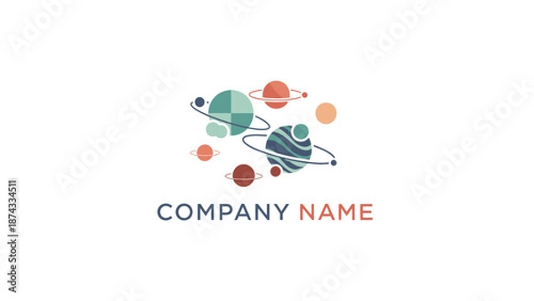 Obraz Colorful Planetary System Logo Design Concept.