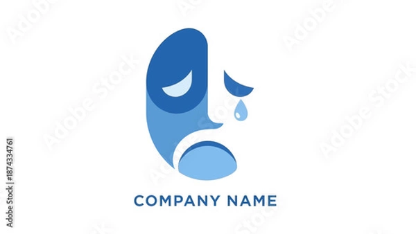 Obraz Crying Face Logo Design Illustration.
