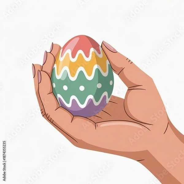 Obraz hand with an easter egg illustration 