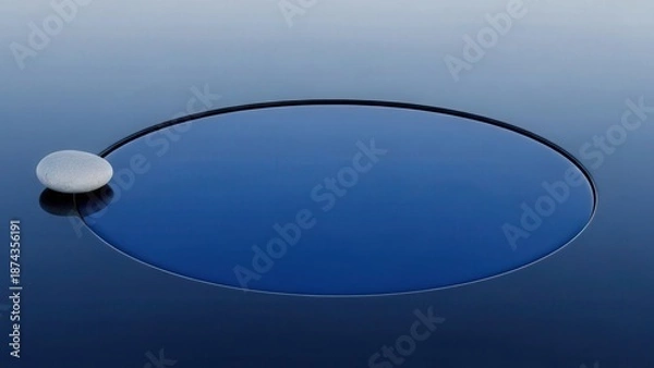 Obraz Abstract Blue Gradient Oval Shape with Curve