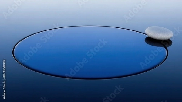 Obraz Smooth Blue Oval Shape on Gradient Background