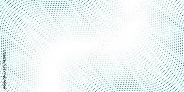 Obraz Transparent Vector Gradient Blue Color Halftone Background Staggered Dots Pattern modern dotted