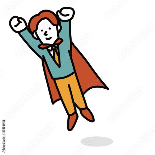 Obraz スーパーヒーローのように成長する学生のイラスト