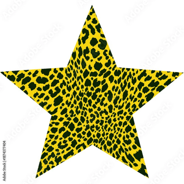 Fototapeta Leopard Print Star Shape, Star with Leopard Print pattern, Y2K element 