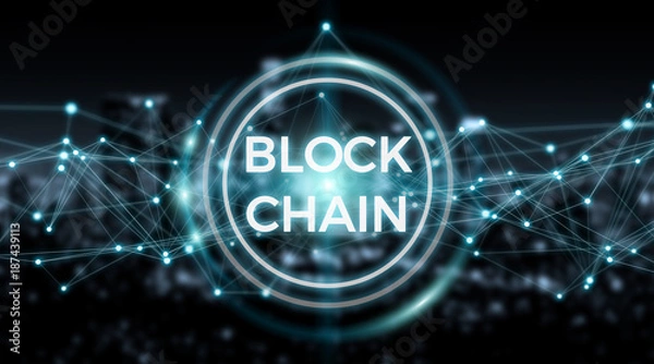Obraz Blockchain connection background 3D rendering
