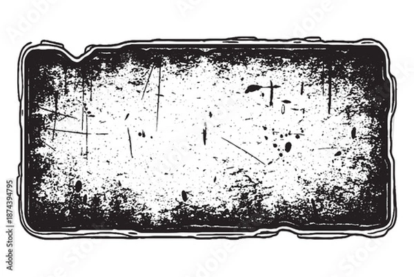 Fototapeta Grunge Distressed Rectangular Frame Border Texture