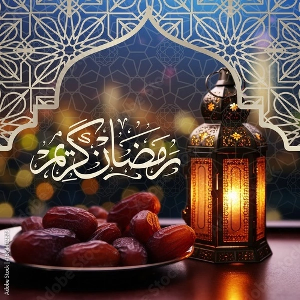 Obraz ramadan kareem lantern with candle