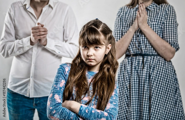 Obraz Portrait of a capricious spoiled child. Harmful girl