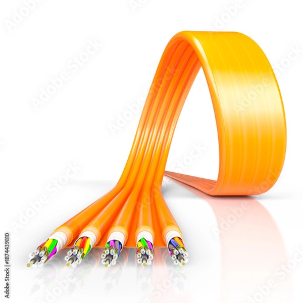Obraz Orange fiber optic cable 3d