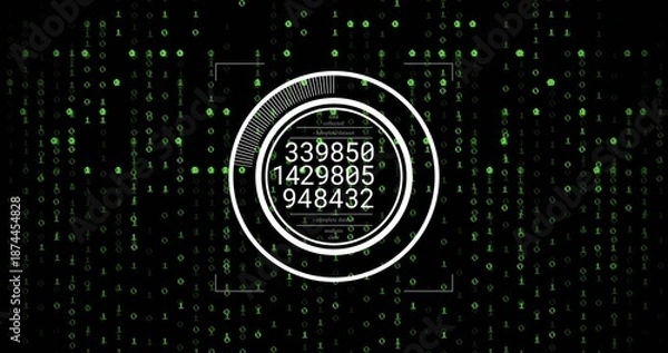 Obraz Displaying central HUD showing three stacked counters in console with corner brackets, binary code