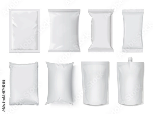 Fototapeta makiety opakowań plastikowych i papierowych