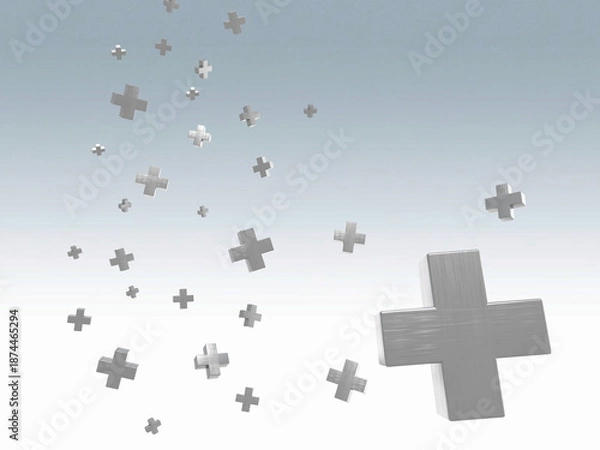 Obraz 抽象的なプラス記号の世界の3Dイラストレーション
