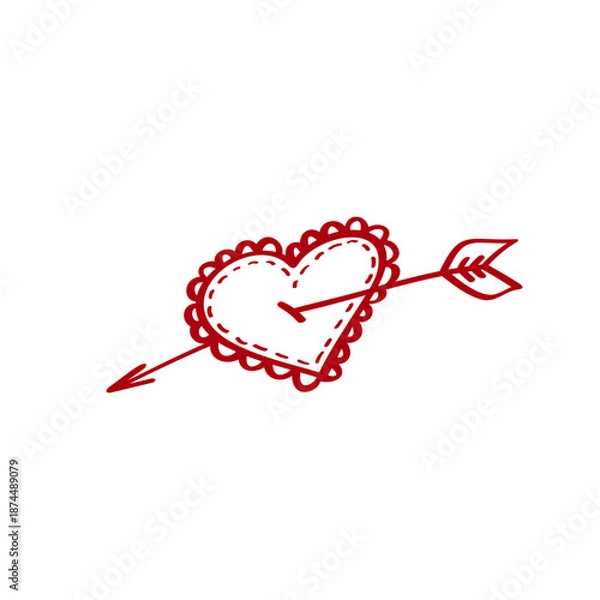 Obraz Love hand drawn vector illustration. Heart vector icon