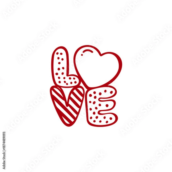 Obraz Love hand drawn vector illustration. Heart vector icon