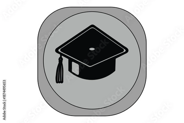 Obraz Graduation hat icon on a rounded square button for student mobile apps