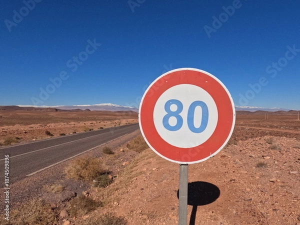 Obraz Speed limit 80 road sign
