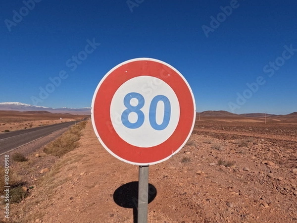 Obraz Speed limit 80 road sign