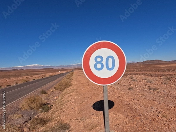 Obraz Speed limit 80 road sign