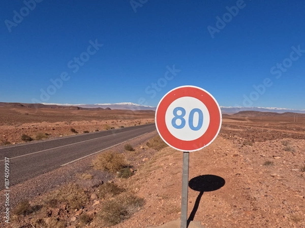 Obraz Speed limit 80 road sign