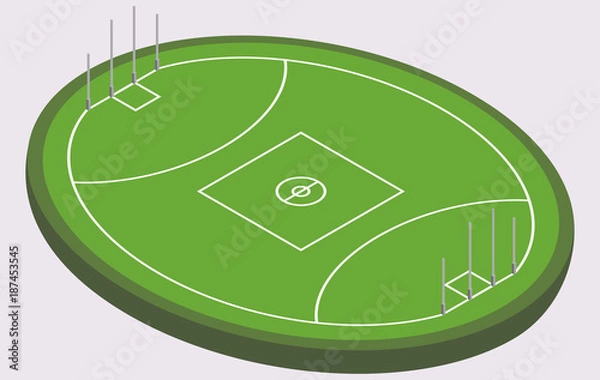Obraz Izometryczne pole do futbolu australijskiego, na białym tle obraz