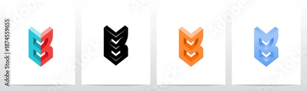 Fototapeta Corner Angle Three-Dimensional Block Letter Initial Logo Design B