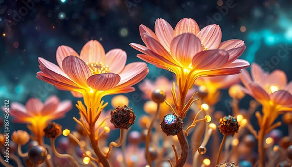 Obraz Alien fantasy glowing flowers