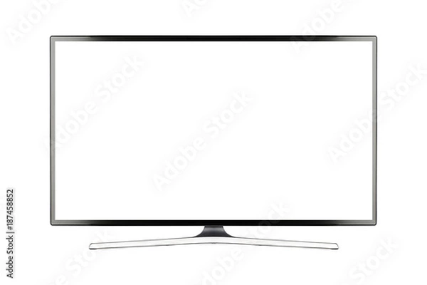 Obraz TV 4K flat screen lcd or oled, plasma realistic illustration, White blank HD monitor mockup with clipping path