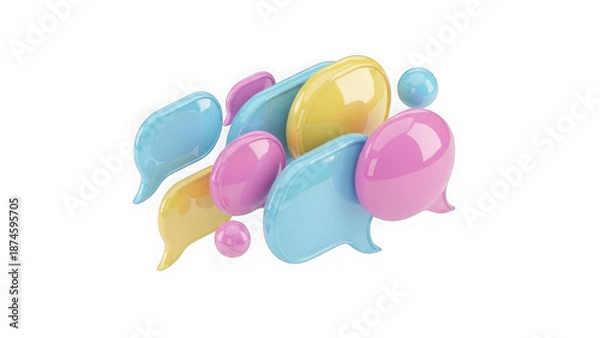 Obraz Glossy 3d Pastel Speech Bubbles For Digital Communication