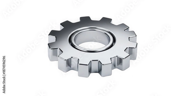 Obraz Polished Chrome Gear Isolated On Black Background 3d Render