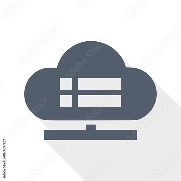 Obraz Cloud server storage icon in flat vector style, perfect for data management, hosting services and cloud infrastructure design.