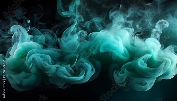 Obraz dramatic teal smoke clouds against a black backdrop
