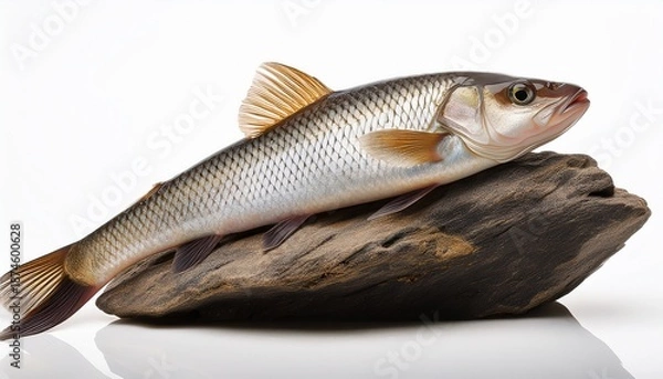 Obraz hillstream fish resting on rock white background