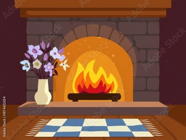 Obraz Cozy Fireplace Scene