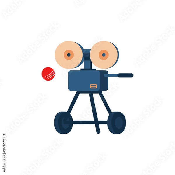 Fototapeta Cricket Ball Thrower machine  icon logo flat vector design