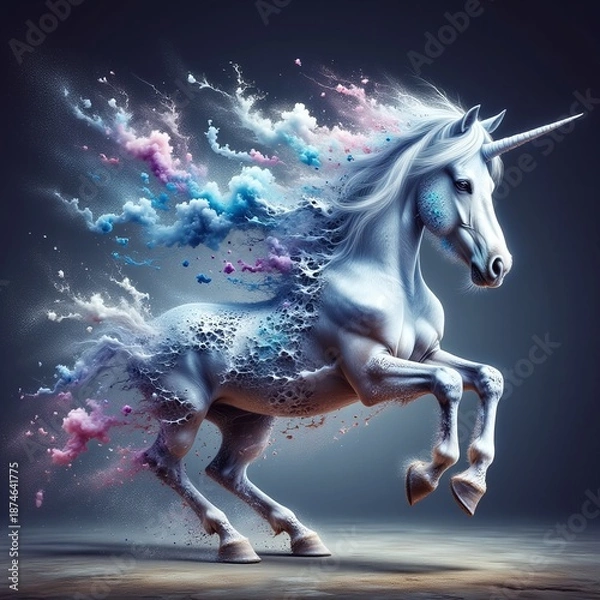 Fototapeta a unicorn is dissolving