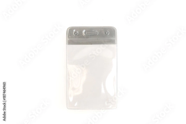 Obraz empty plastic id card for identification tag on white background