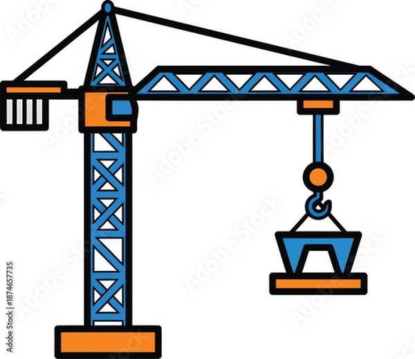 Obraz Construction Crane Building Equipment Vector Illustration