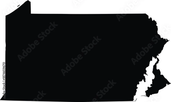 Obraz US State Map Silhouette Black Vector Illustration