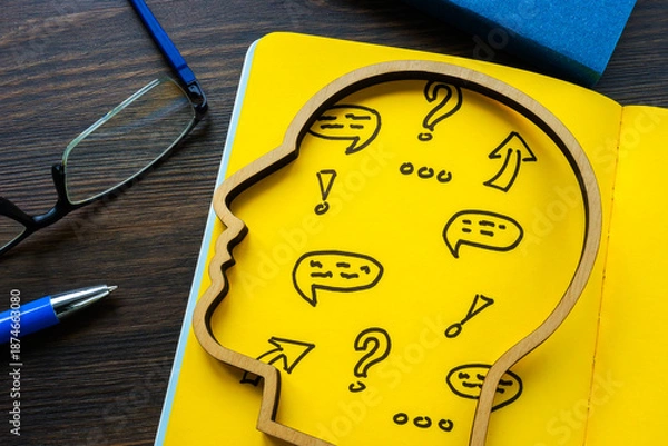 Obraz Head with symbols representing critical thinking.
