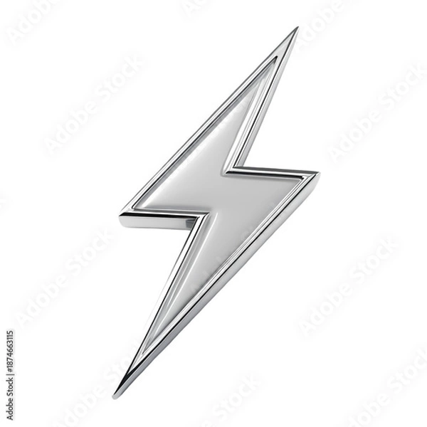 Obraz Shiny silver lightning bolt icon on black background